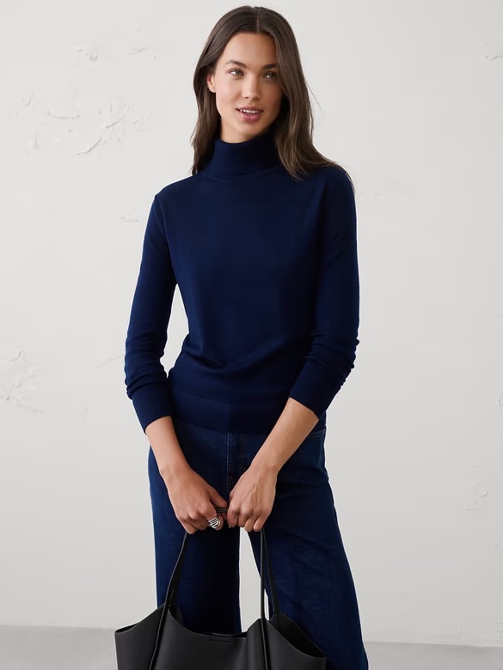 NWT Banana Republic Preppy Navy Merino Wool Turtleneck Sweater